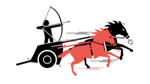 Afbeelding dat Plato's idee van de menselijke psyche voorstelt, met een koetsier die twee paarden leidt. Het ene paard symboliseert het instinct en het andere de emotie. Hierop is het reptielenbrein gebaseerd.
